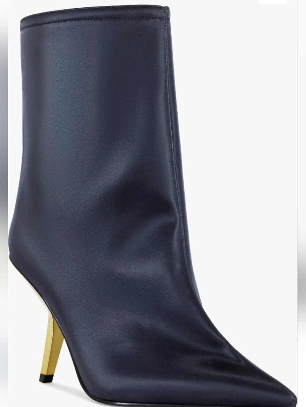 Azalea Wang Navy Satin Pointed Toe Stiletto Boot